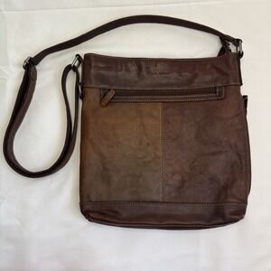 Jack Georges Leather Voyager Crossbody Bag Brown Medium Messenger